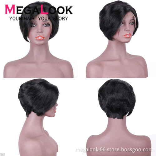 180 Transparent Front Lace Wigs For Women remy Hair Hd Short Human Hair Wigs Pixie Cut Wig